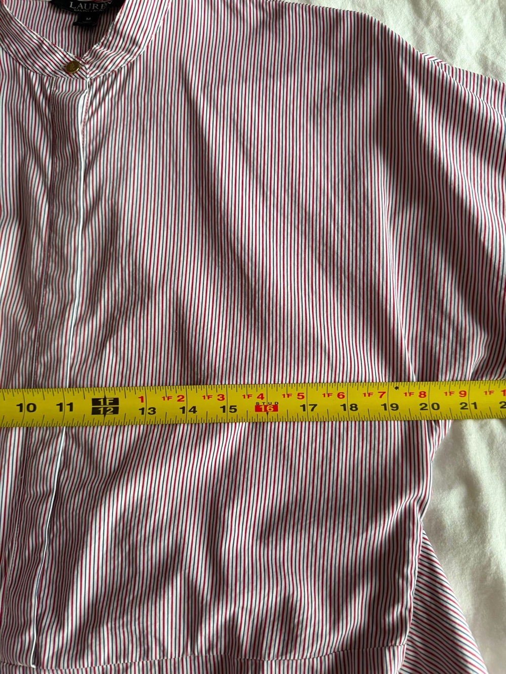 Lauren Ralph Lauren Striped Tie Waist Blouse Cotton White Red Blue M - Picture 7 of 9